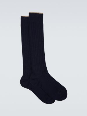 Kašmírové ponožky Brunello Cucinelli modrá