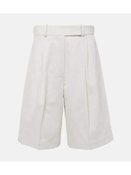 Pamučne lanene bermuda kratke hlače Proenza Schouler bijela