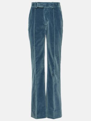 Slim fit sametové rovné kalhoty Frame modré