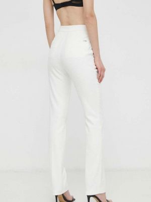 Jednobarevné kalhoty s vysokým pasem Boss bílé