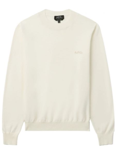 Памучен пуловер бродиран A.p.c. бяло