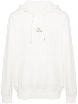 Raštuotas medvilninis džemperis su gobtuvu C.p. Company balta