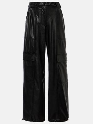 Pantaloni cargo din piele din piele ecologică Simkhai negru
