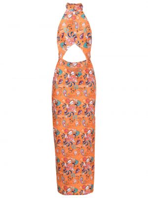 Sukienka długa z nadrukiem Amir Slama pomarańczowa