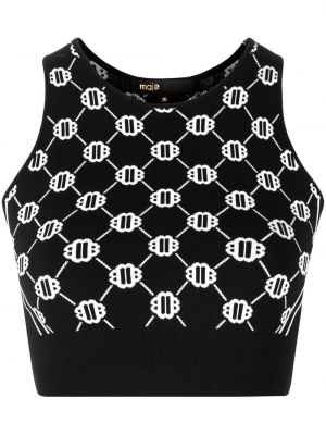 Argyle-mønstret crop top Maje svart