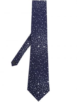 Cravatta di seta con stampa con motivo a stelle Fursac blu
