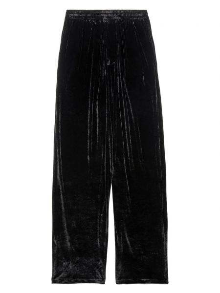 Sametové rovné kalhoty Balenciaga černé