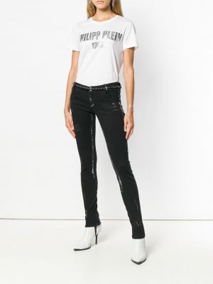 Skinny džíny s oděrkami Philipp Plein černé