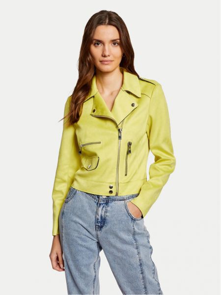 Priliehavá kožená bunda z ekologickej kože Morgan žltá