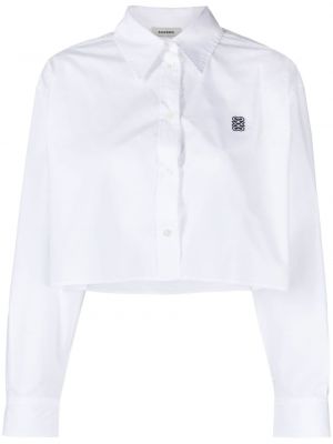 Βαμβακερό πουκάμισο με κέντημα Sandro λευκό