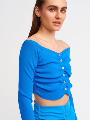 Голубая блузка слим Dilvin