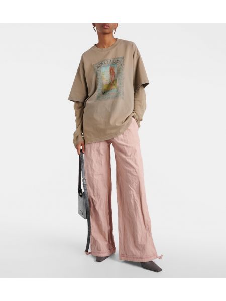 Хлопковые брюки Acne Studios розовые