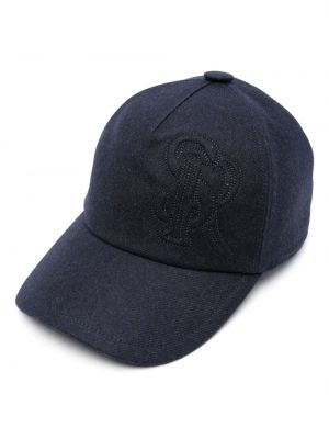 Jedwabna haftowana czapka z daszkiem Stefano Ricci niebieska