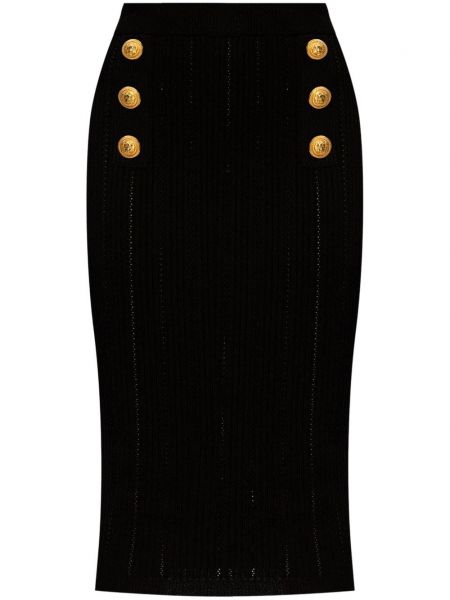 Pletené midi sukně Balmain černé