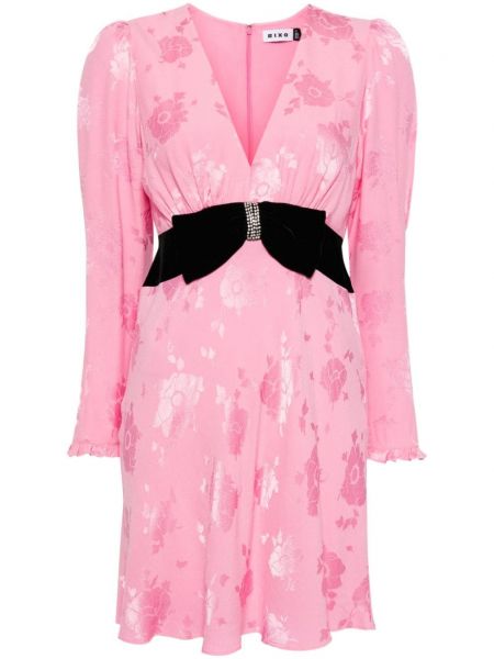 Φλοράλ φόρεμα ζακάρ Rixo ροζ