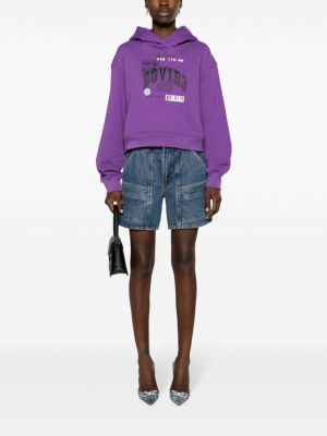 Raštuotas medvilninis džemperis su gobtuvu Dolce & Gabbana violetinė