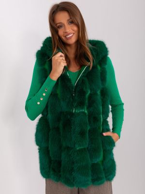 Кожен елек Fashionhunters зелено