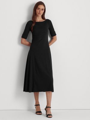 Vestido midi de algodón Lauren Ralph Lauren negro
