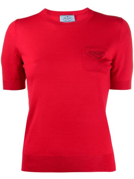 Jersey manga corta de tela jersey Prada rojo