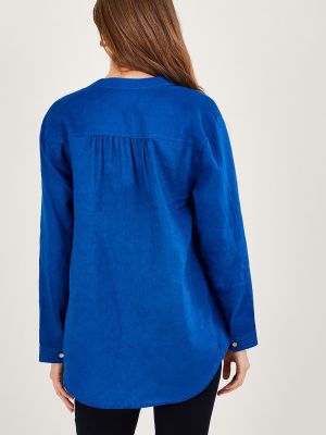 Льняная блузка с воротником Monsoon синяя