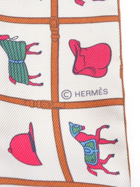 Hedvábný šál Hermès Pre-owned bílý