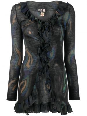 Блуза с принт с волани с абстрактен десен Jean Paul Gaultier Pre-owned черно
