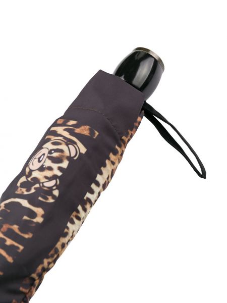 Paraguas con estampado leopardo Moschino negro