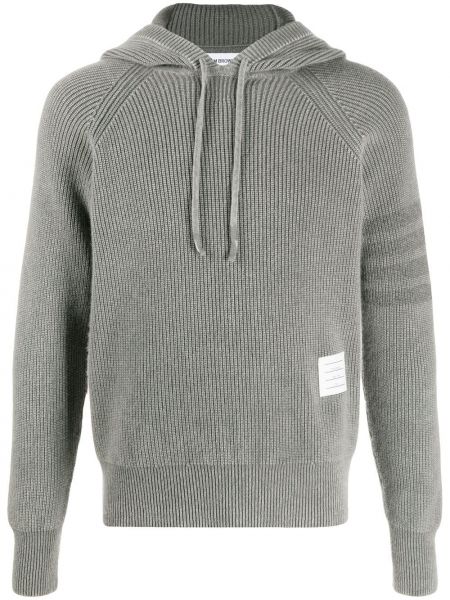 Dryžuotas kašmyro džemperis su gobtuvu Thom Browne pilka