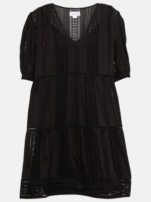 Samt kleid mit stickerei aus baumwoll Velvet schwarz