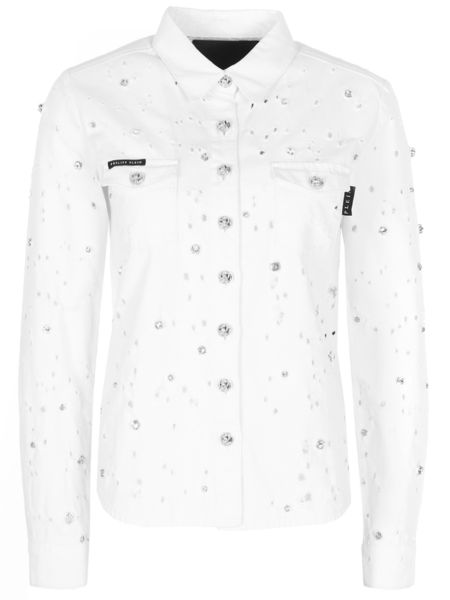 Джинсовая блузка Philipp Plein, белая