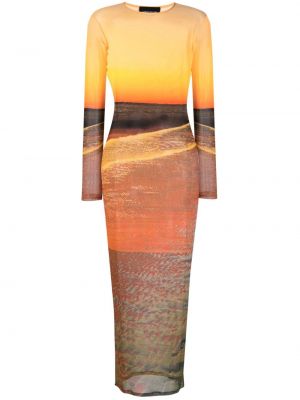 Dlouhé šaty so sieťovinou Louisa Ballou oranžová