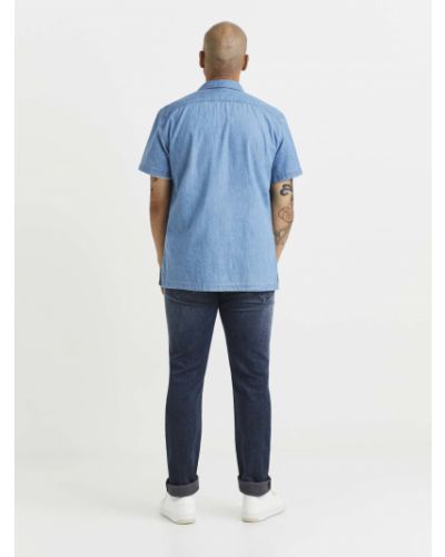 Rifľová košeľa s vreckami Celio modrá