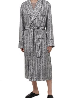 Шелковый халат Dolce & Gabbana серый