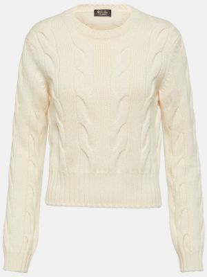 Jersey de cachemir de tela jersey con estampado de cachemira Loro Piana blanco