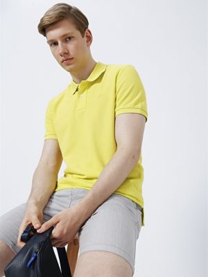 Однотонная мужская футболка-поло Aeropostale желтая