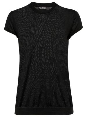 Kašmírové hodvábne tričko Tom Ford čierna