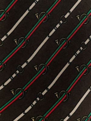 Hedvábná kravata s potiskem Gucci Pre-owned hnědá