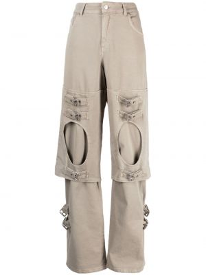 Pantaloni cu croială lejeră cu cataramă Blumarine gri