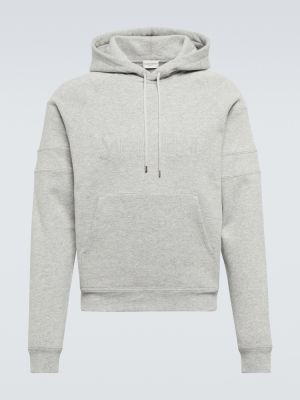 Pamučna hoodie s kapuljačom Saint Laurent siva