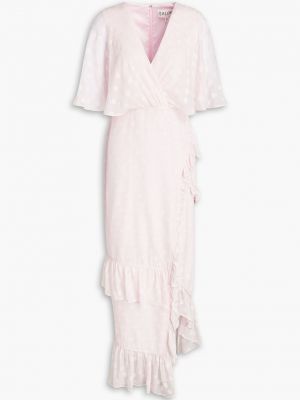 Розовое шифоновое платье миди Saloni