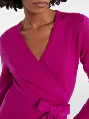 Kašmírové vlněné midi šaty Diane Von Furstenberg fialové