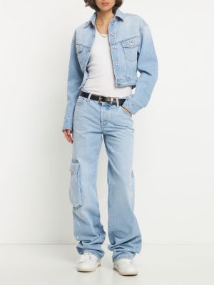 Bavlněné džíny Off-white modré
