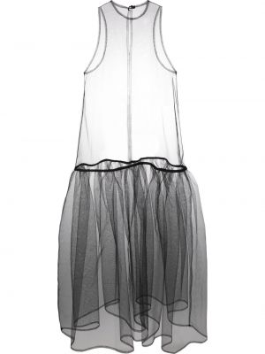 Průsvitné midi šaty bez rukávů s kulatým výstřihem Ioana Ciolacu - černá