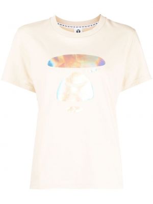 T-shirt con cerniera con stampa Aape By *a Bathing Ape® beige