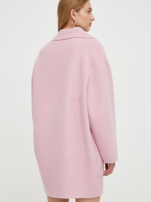Oversized vlněný kabát Elisabetta Franchi růžový