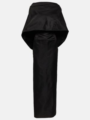 Svilena midi obleka The Attico črna