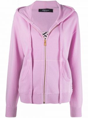 Trykt zip hettegenser Versace rosa