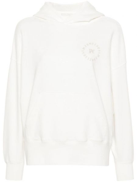 Pamučna dugi sweatshirt s printom Palm Angels bijela