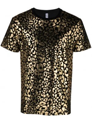 Tricou din bumbac cu imagine cu model leopard Moschino