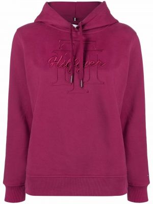 Bomull brodert hettegenser Tommy Hilfiger lilla